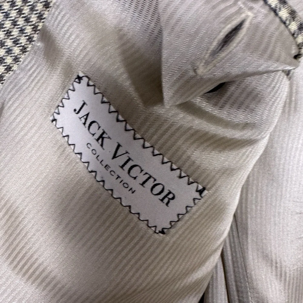 Jack Victor Sport Coat Mens 40R Wool Silk Houndstooth Blazer Jacket Landonwood